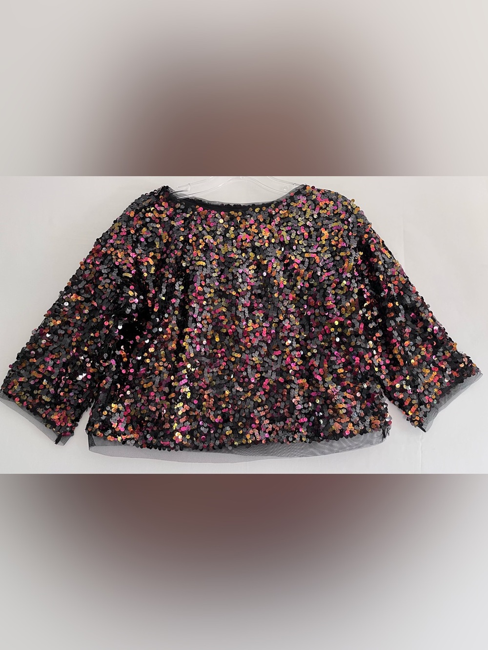 Sparkle Season Iridescent Multicolor Sequin Mesh Crop Top - Sz US 8P